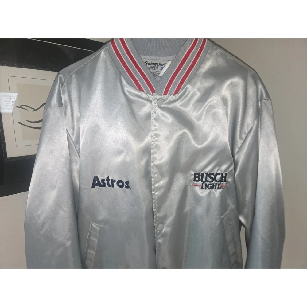 Vintage Swingster Busch Light Astros Satin Jacket XL USA Made Beer Promo